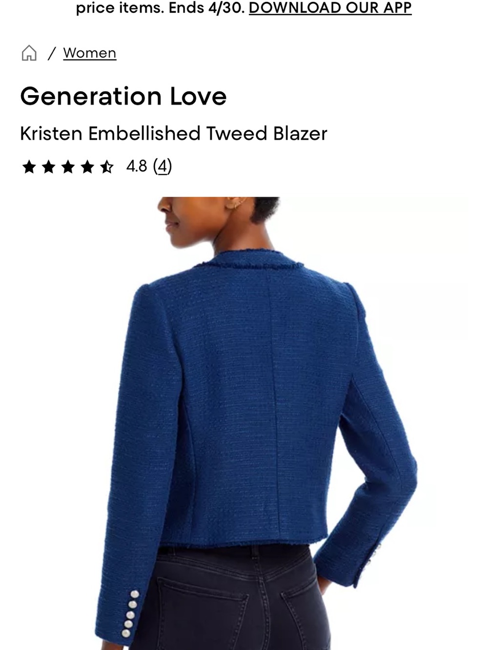 Generation Love Kristen Embellished Tweed Blazer - Picture 3 of 10